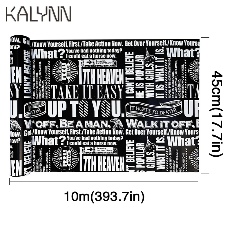 Самоклеящаяся настенная бумага с черными и белыми буквами для гостиной спальни