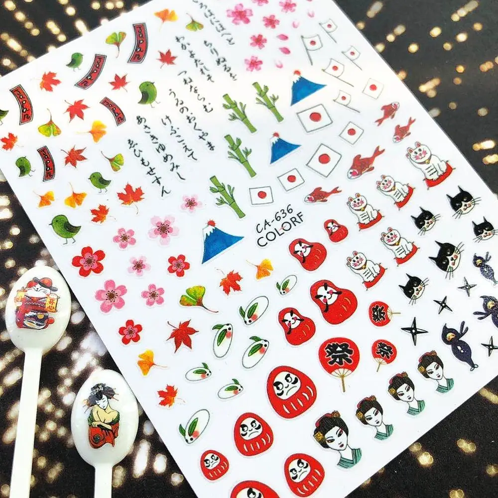 

CA-636-639-642 Ukiyo-e CA-253-254-150-306 Retro beauty 3d nail art stickers decal template diy nail tool decorations