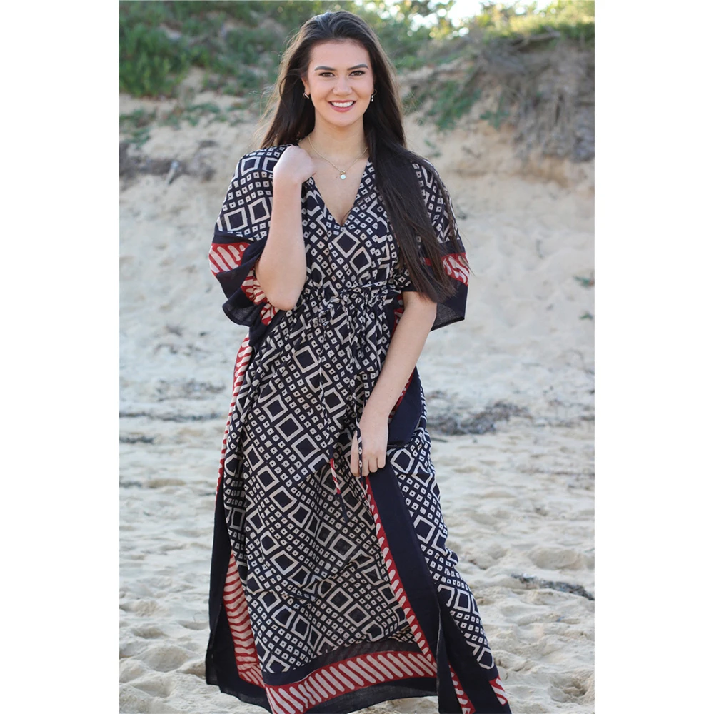 Женское пляжное платье накидка на бикини с принтом Повседневная пляжная туника