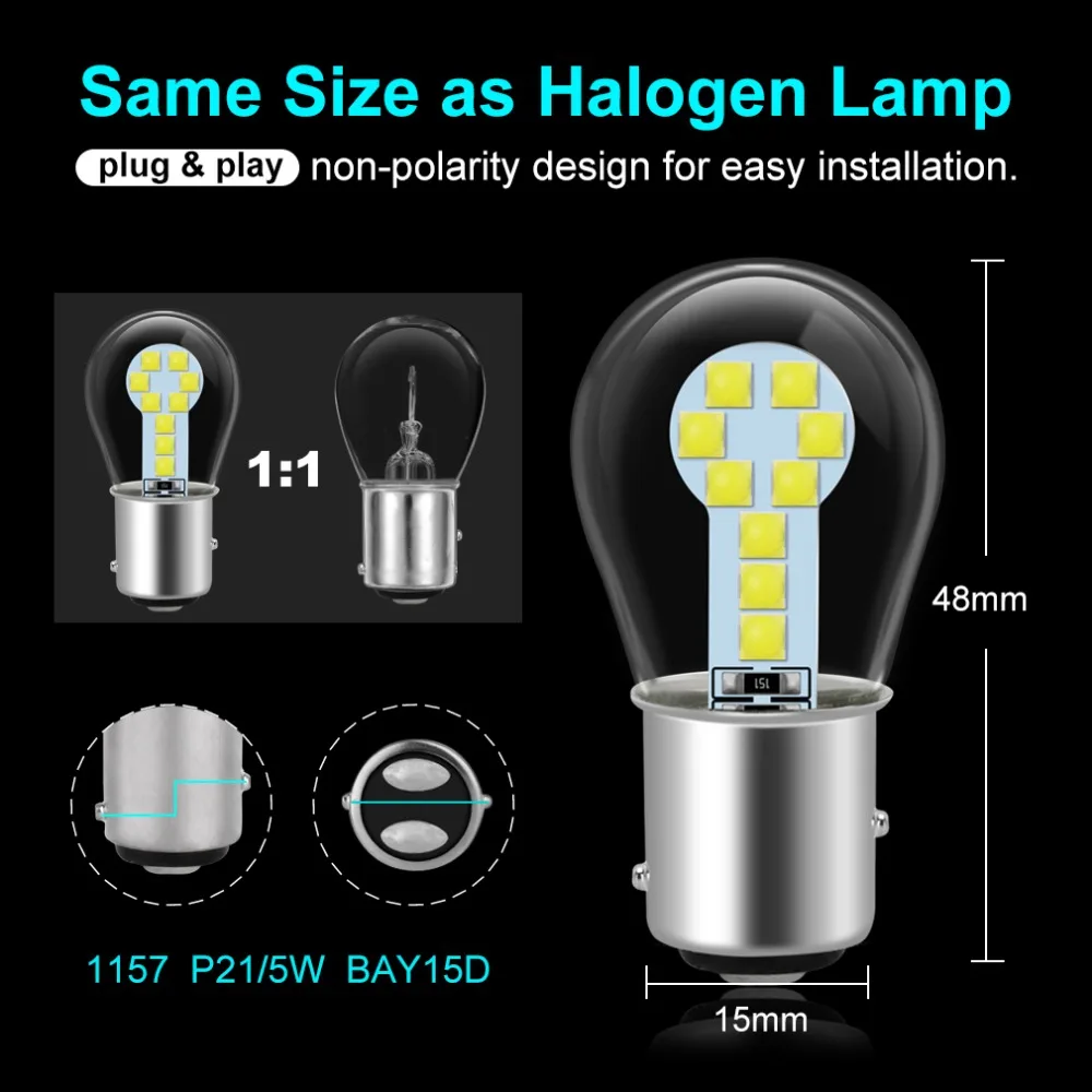 1 шт. P21W светодиодные лампы 1157 P21/5 Вт BAY15D Led 1156 BA15S лампа 18SMD 3030 фишек супер яркий автоматический светильник задние лампы 12V