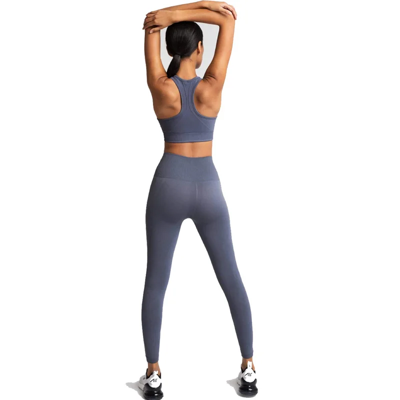 Спортивная одежда бесшовный Женский комплект для йоги трикотажная