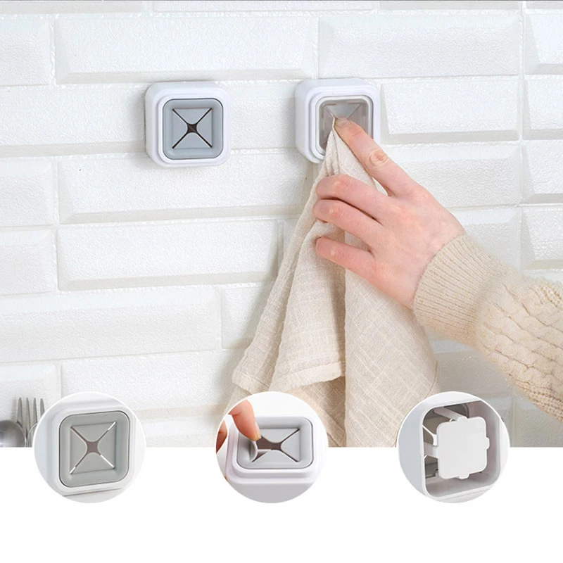 

1PCS Convenient Washing Cloth Hanger Rack Towel Holder Kitchen Storage Hooks Sucker Wall Window Bathroom Tool Random Color