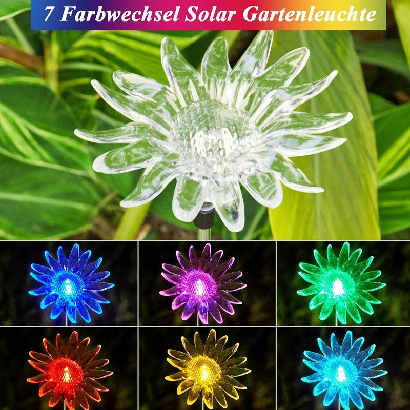 

Solar Garden Lights Muiltcolor Landscape Night Light Sunflower Lily Dandelion Flower Stake Lamp Path Way Villa Decor Lighting