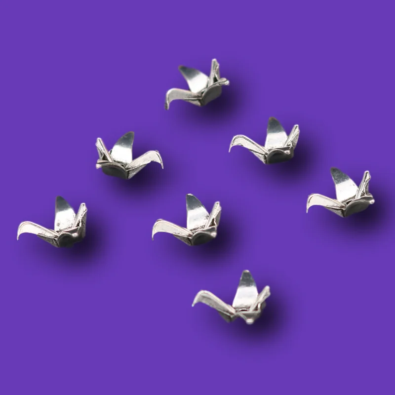 20 шт. посеребренный милый оригами журавль перфорированные бусины Подвески Ретро