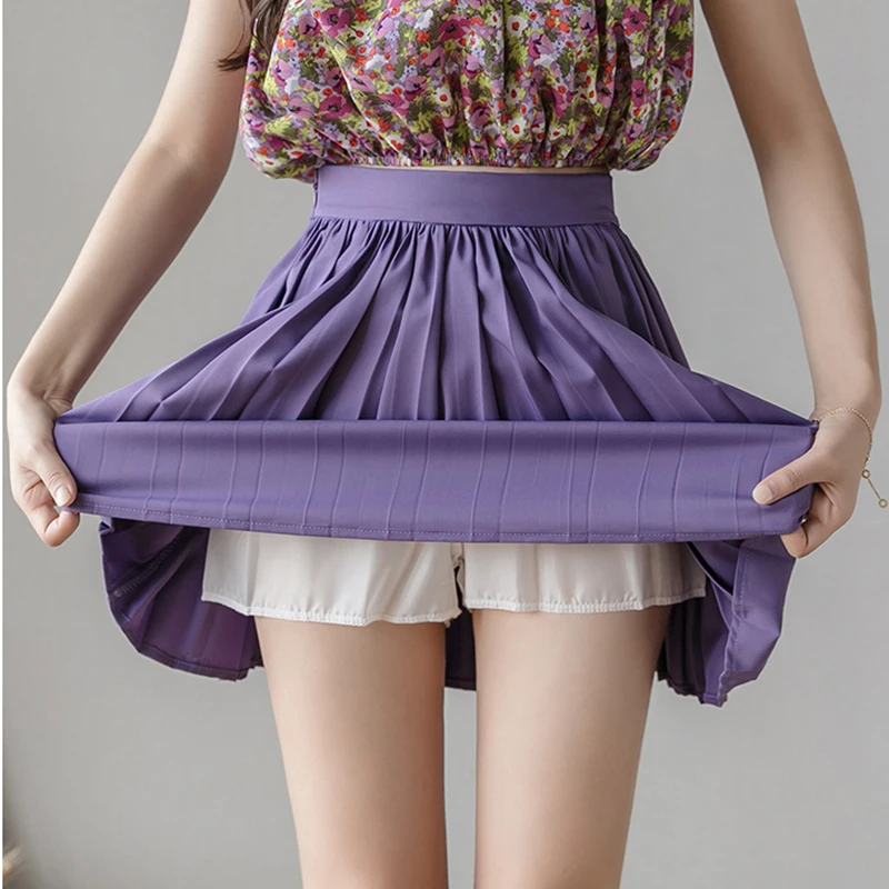 

Юбка женская плиссированная средней длины, повседневная форма-трапеция с завышенной талией, Милая в Корейском стиле, в стиле Харадзюку, на л...