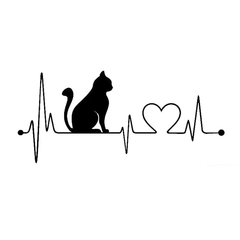 

Interesting Pet Cat Heartbeat Lifeline Vinyl Decal Creative Car Stickers Car Styling Truck Accessories Black/Silver 20cmX9cm