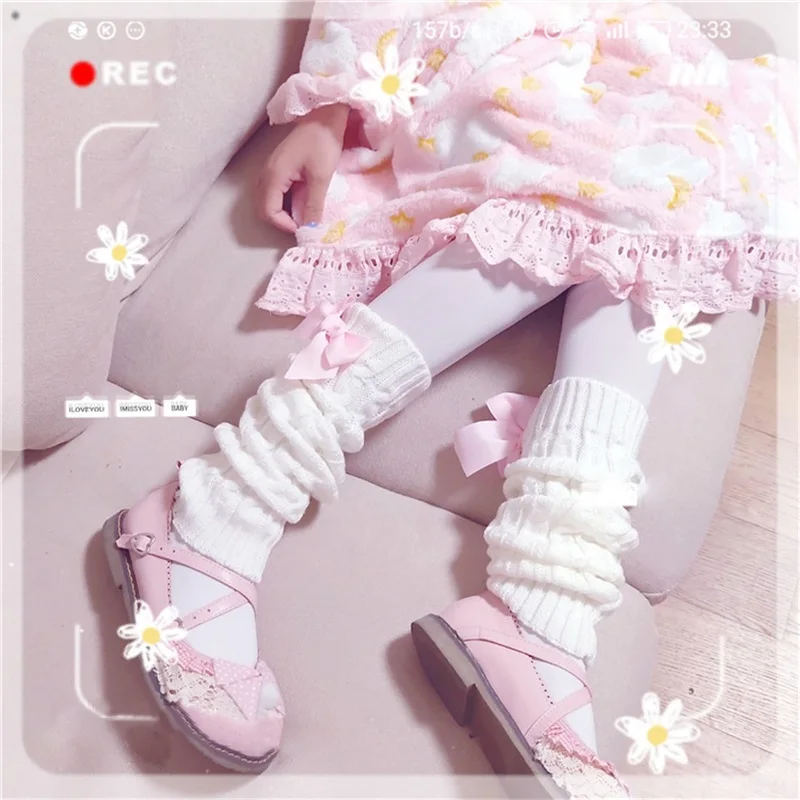 Японский в стиле Лолиты Грелка для ног девочек мяч вязаная закрывающий ступни