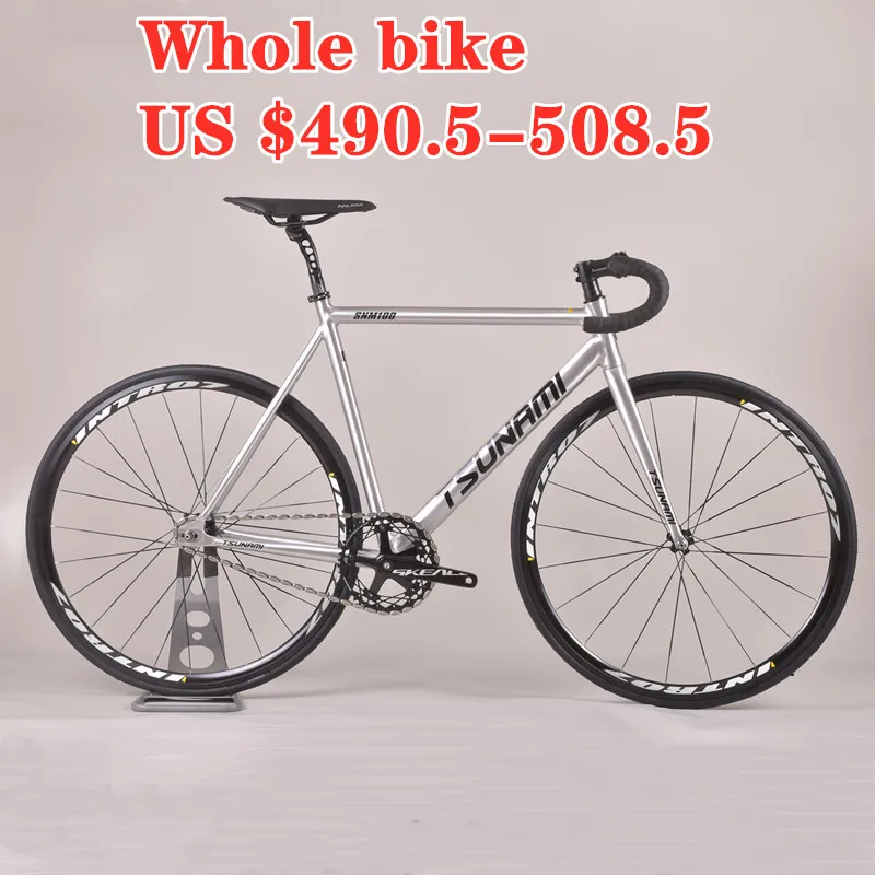 

2021 New TSUNAMI SNM100 FIXED GEAR BIKE Aluminum Frame Single Speed Fixie Bike Track Bicycle INTRO7 Flat Spokes Wheel V brakes