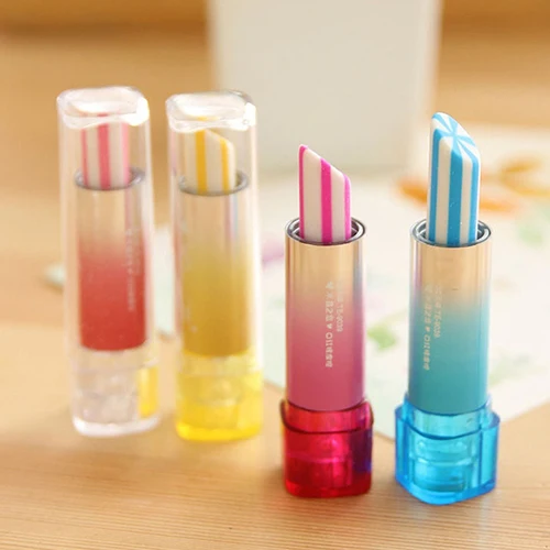 1 шт. цветной милый резиновый ластик в форме губной помады канцелярские