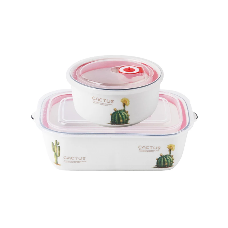 Microwavable 3 Compartment Lunch Box Leakproof Offic Portable Ceramic Bento Box Thermal Packed Lancheira Termica Food Container images - 6