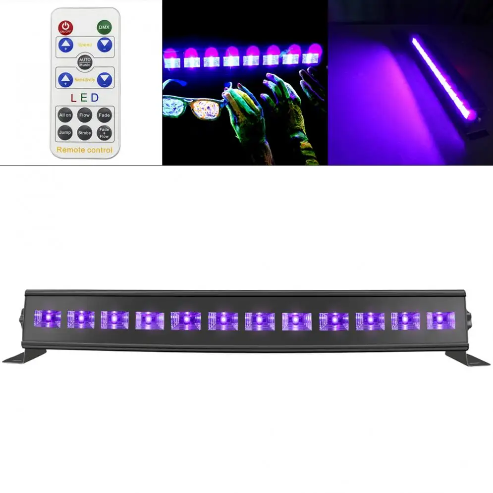 

12LED 36W Remote Control UV Violet Black Lights with Voice Control/Self - propelled/DMX 512 for Christmas Party/Bar/Wall Washer