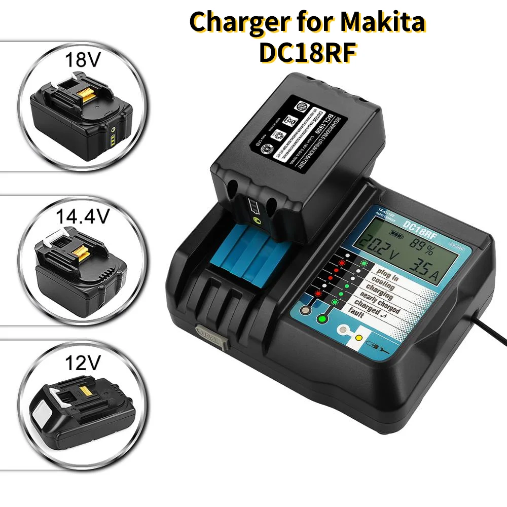 

Зарядное устройство для литий-ионных аккумуляторов Makita DC18RF Quick 3.5A, зарядное устройство BL1430 BL1815 BL1830 BL1860 с USB портом, зарядное устройство