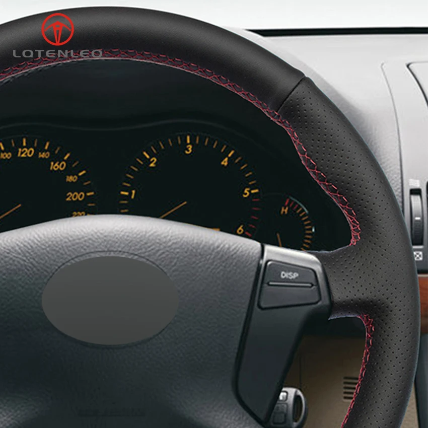 LQTENLEO черный чехол рулевого колеса автомобиля из искусственной кожи сшитый