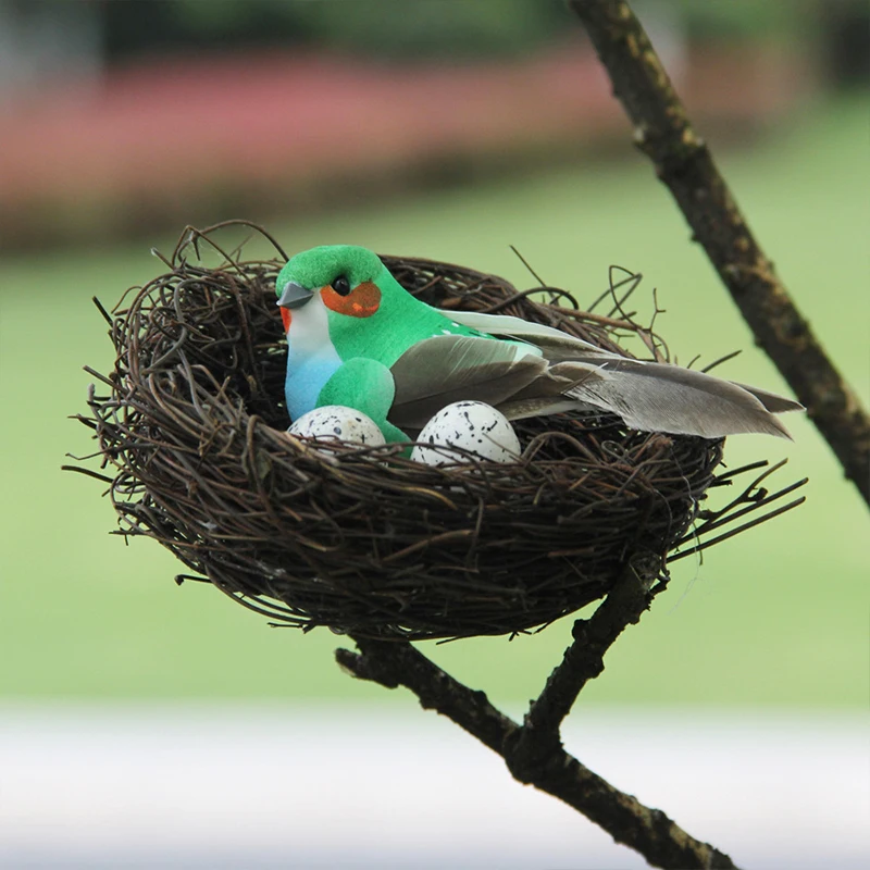 

Simulation Birdie Nest Set Artificial Bird Forest Garden Decoration Home Decor Crafts