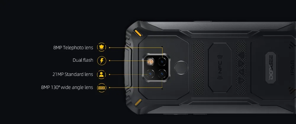 DOOGEE S68 Pro IP68 водонепроницаемый прочный телефон 6 ГБ+ 128 Гб FHD+ смартфон 21MP AI Triple 6300 мАч камера мобильный телефон NFC