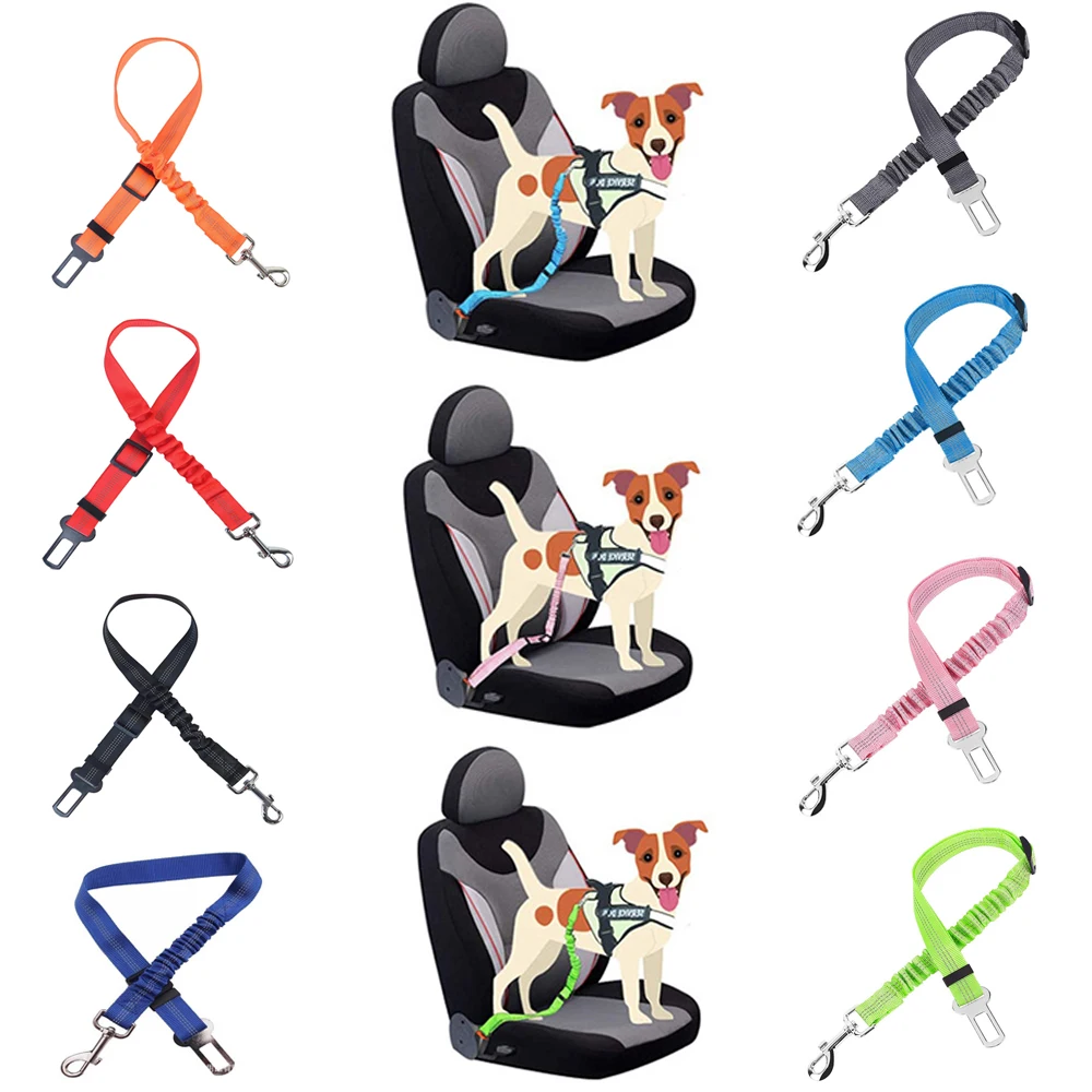 

Dog Leash Harness For Dogs Car Seat Belt Cats Lead Chain Travel Clip Vehicle Supplies Chiens Pets Dog Accessories French Bulldog