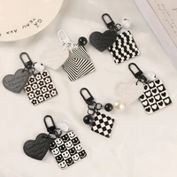 cute geometry keychain women girl korean fashion heart pattern key chain bag ornament charm key ring trinket key accessory