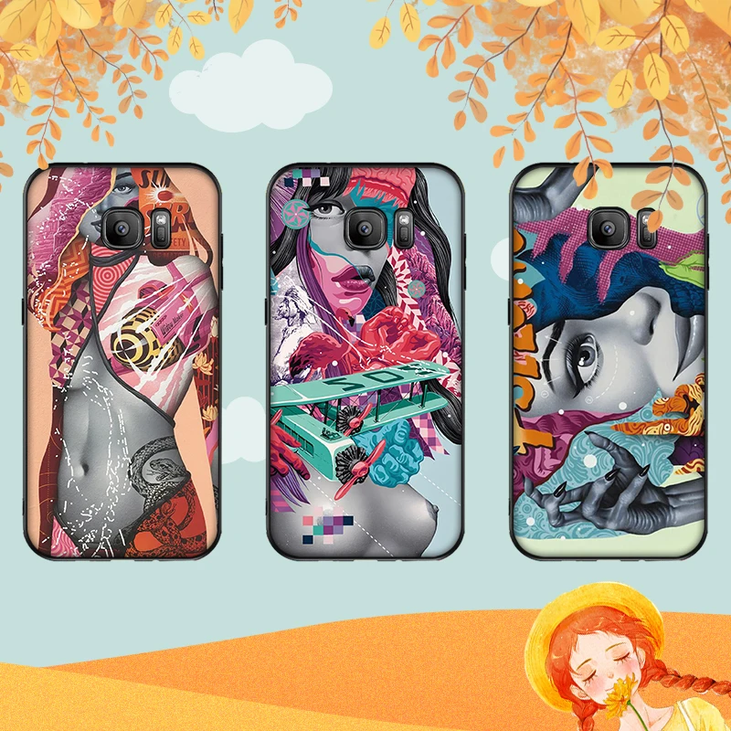Сексуальные девушки в ретро цветах для Samsung Note 8 9 M10 M20 M30 S6 S7 Edge S8 S9 S10 PLUS TPU мягкий
