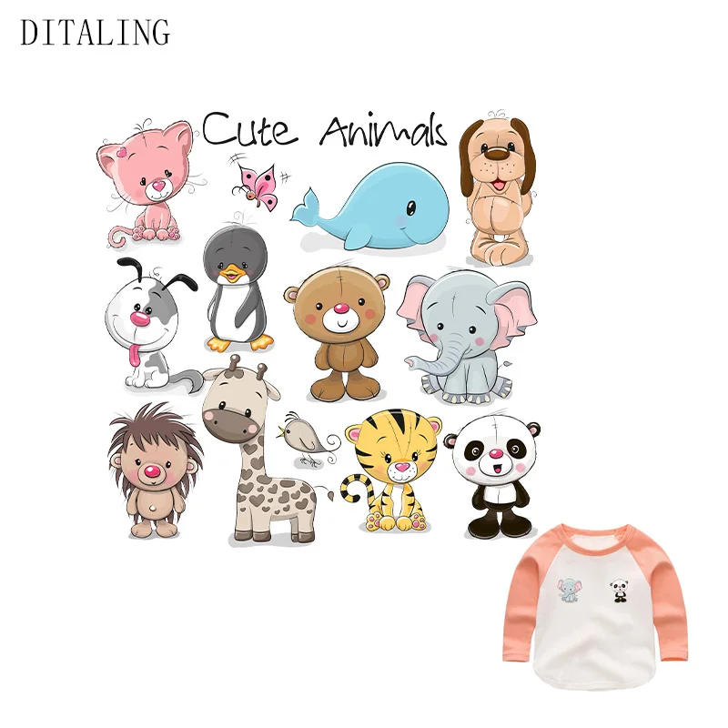 Термоклейкие нашивки с животными аппликации для детей Кит панда жираф