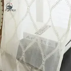 Новый товар из тюля, Современные Простые Белые полузатеняющие шторы в клетку с вышивкой и бриллиантами для гостиной, столовой, спальни