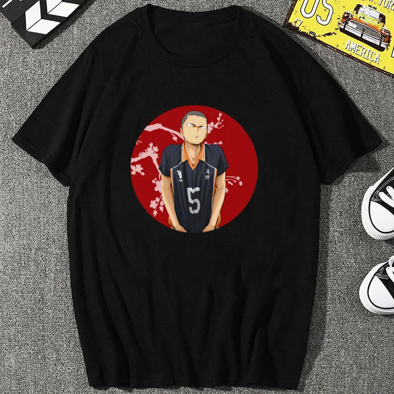 

Футболка женская с японским аниме рисунком Haikyuu, Свободный Топ с круглым вырезом, Повседневная Уличная одежда в стиле хипстер, высокого каче...