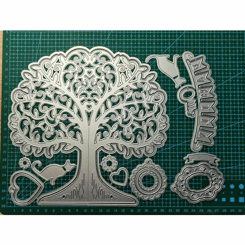 Troqueles de corte de Metal para tarjetas de &aacute;rbol familiar de Navidad, troqueles artesanales de papel para &aacute;lbum de recortes, DIY-2