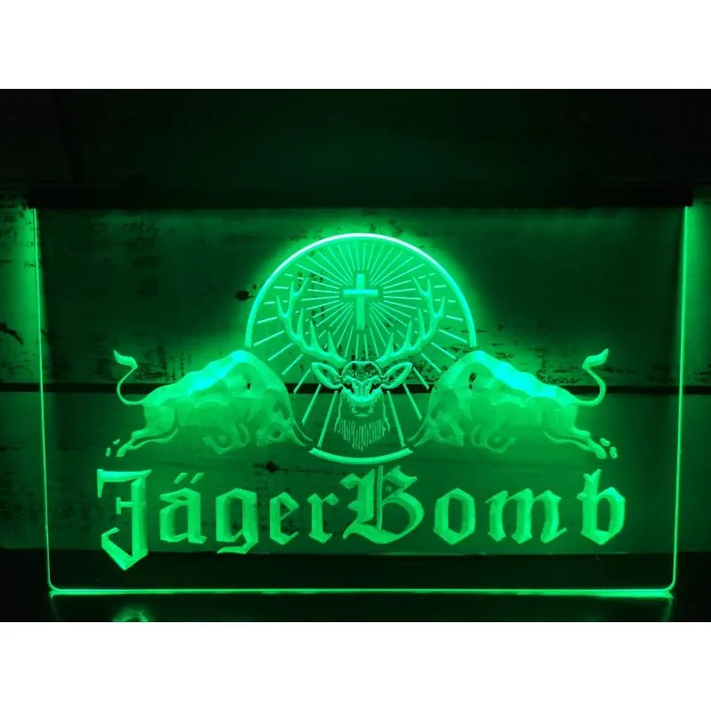 

Светодиодная неоновая вывеска A233 Jagermeister Jager Bomb Bull Wine