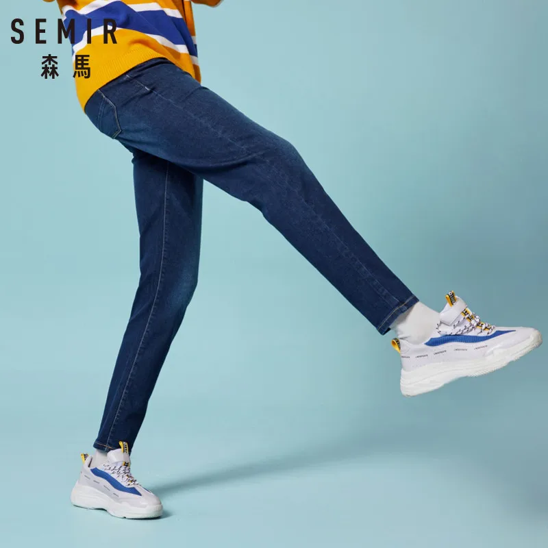 SEMIR Новинка осени 2019 стильные мужские повседневные джинсы высокое качество облегающие брюки упругие модные