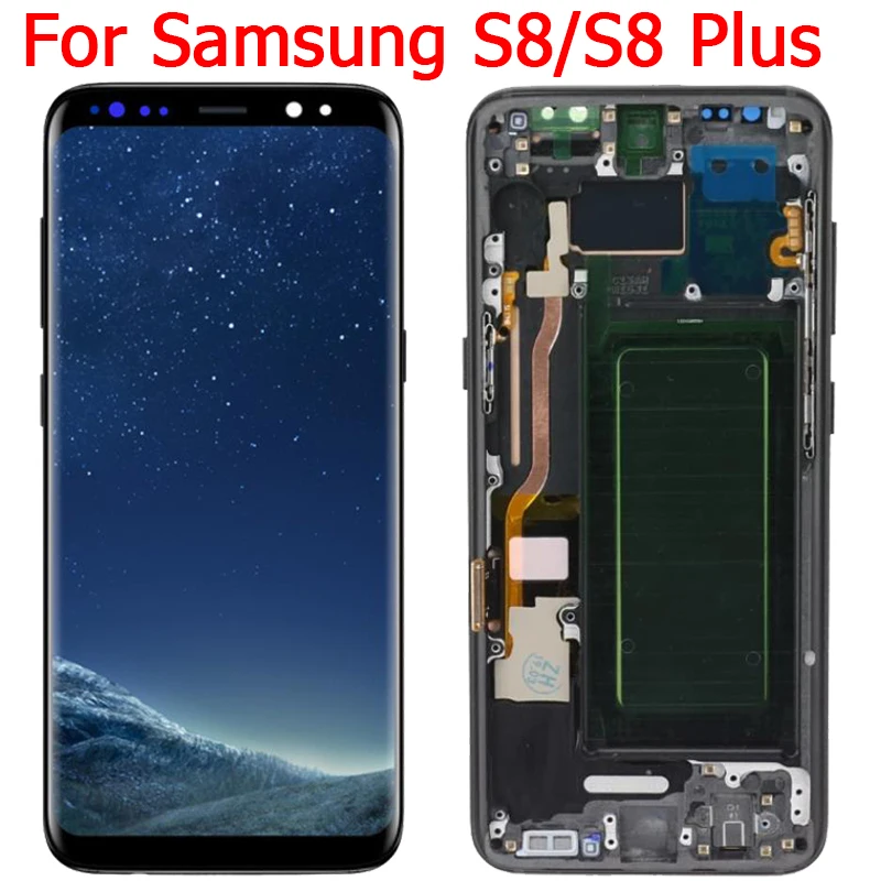 New S8+ Display For Samsung Galaxy S8 LCD Display Frame Original Super Amoled S8 Plus G955F G955A G950F/DS Touch Screen Assembly