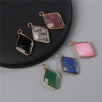 2pcs 1525mm natural lapis lazuli chalcedony stone rhombus pendants charm for women necklaces earring jewelry making wholesale
