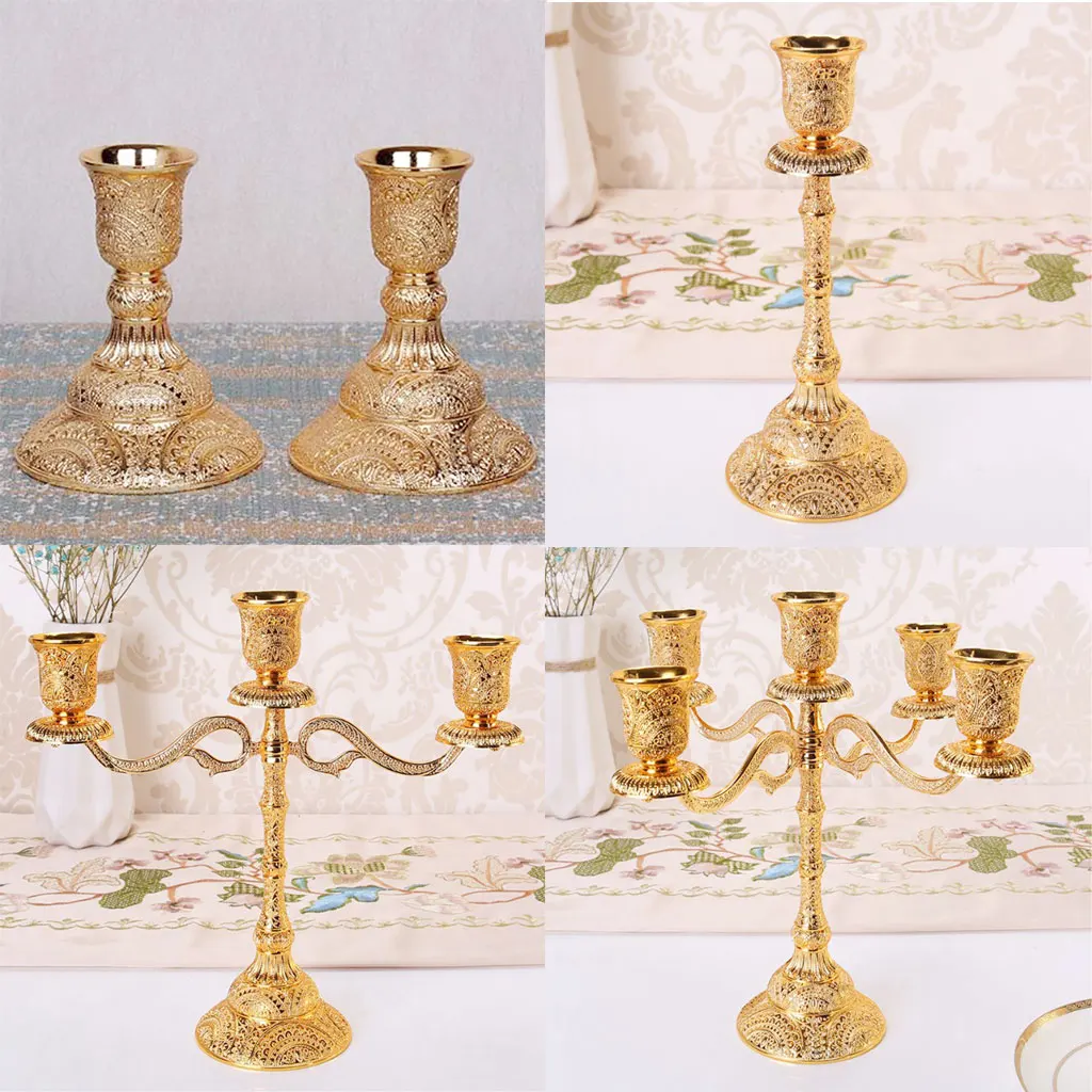 

Luxurious Gold Color Candelabra Candle Holder 1/3/5 Arms Gift for Weddings Home Party Spa Votive Candle Garden Home Decore