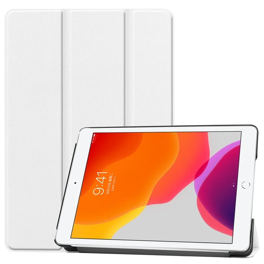 white Магнитный чехол из искусственной кожи для iPad 10,2 Smart Stand Cover для Apple iPad 7 7th Generation A2200 A2198 A2232 Чехол+ пленка+ ручка - Цвет: white