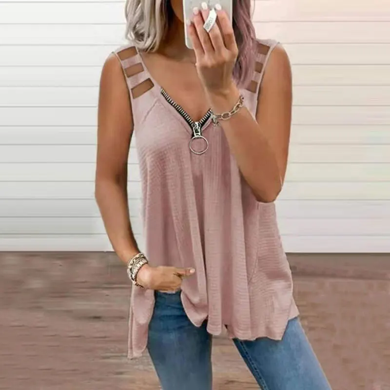 

Tee Shirt Sexy Top With Open Shoulders Women's Fashion T-shirt Female Summer Tunic Tshirts Zipper Ladies Tops Camisetas De Mujer