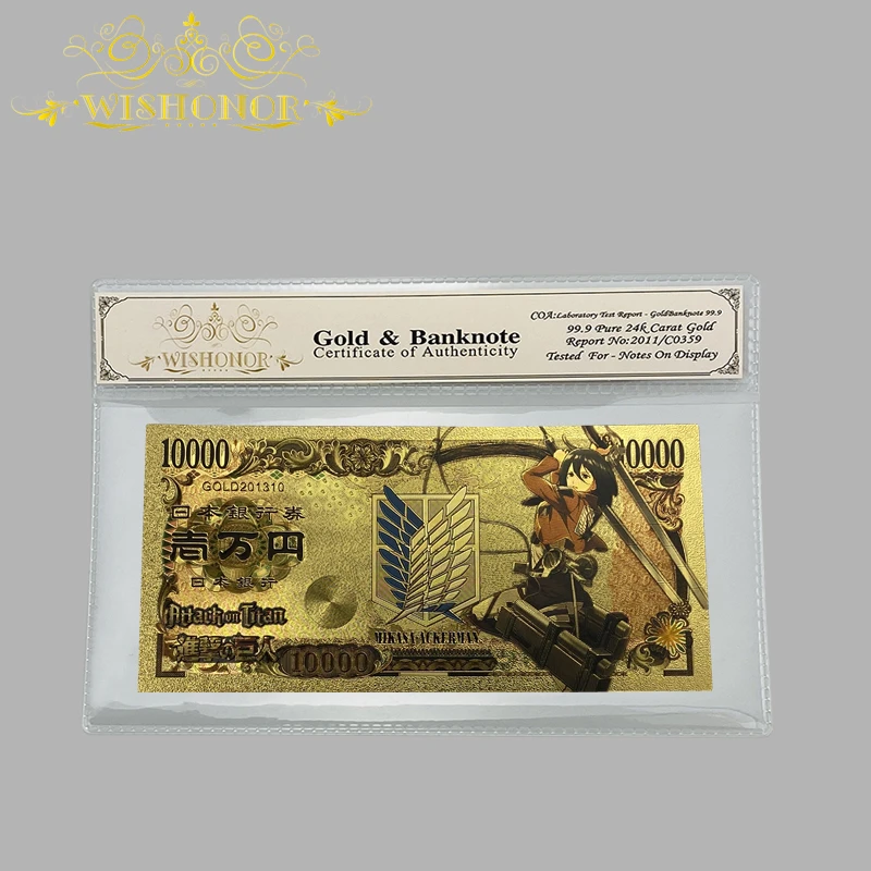 2021 цветов японское аниме банкнота атака на Титанов Банкнота в 24-каратном золоте с