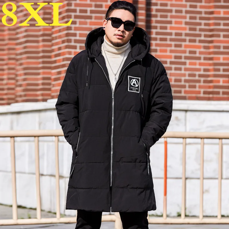 Большие размеры 8XL 7XL 6XL мужские парки Новое поступление зимние повседневные длинные секции теплые толстые модные пальто с капюшоном верхняя одежда высокого качества
