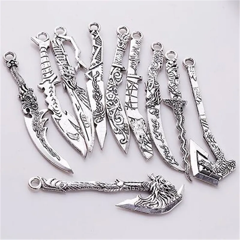 10 шт./пакет старинные винтажные из металлического сплава Нож Меч Подвески DIY