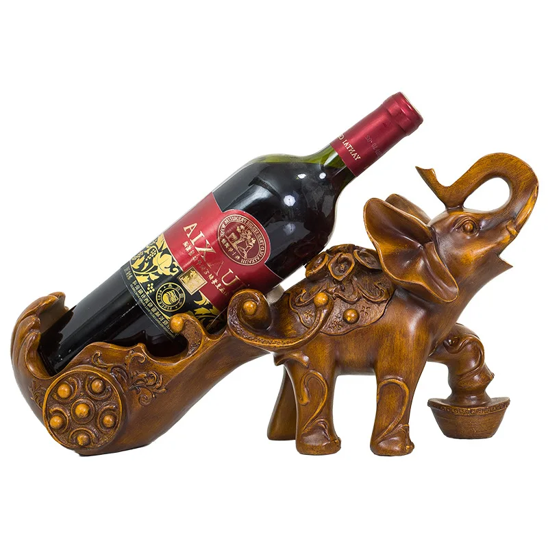 

Creative Wine Rack Decoration Resin Lucky Elephant Crafts Wine Rack Living Room Wine Cabinet Decoration European Wine Rack