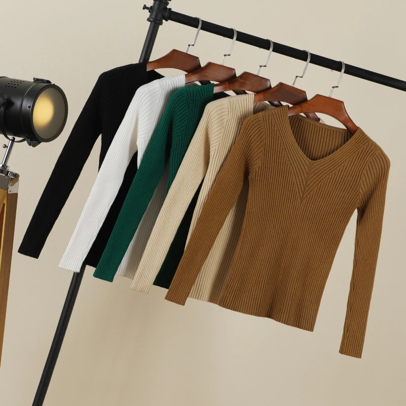 

Style Cropped Clothing Long Sleeve Top Female Korean Fashion 2023 Clothes Knitted Outerwear Women's Sweater Pullover Basic Tops