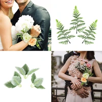 10pcslot plastic green artificial leaves fake plants for diy bride wrist wreath groom corsage supplies wedding party home decor