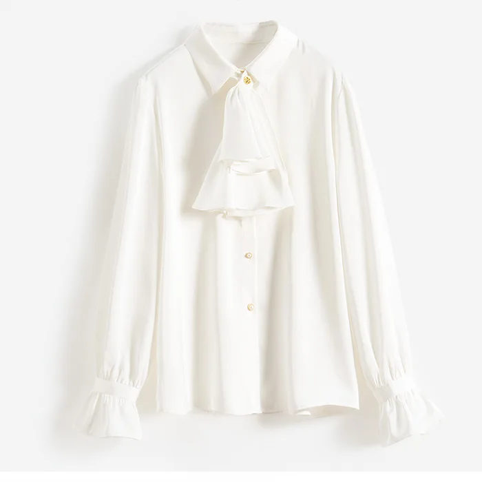 

2021 bow French shirt women's shirt women's blouse long sleeve shirt women shirts blouses women top women's chiffon tops vintage