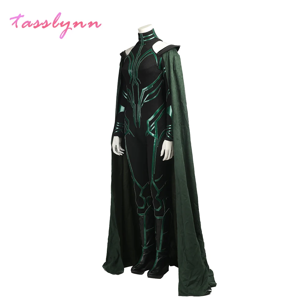 Superhero Movie Thor 3 Ragnarok Goddess of Death  Hela Cosplay Adult PU Party Bodysuit  Halloween Costumes for Women