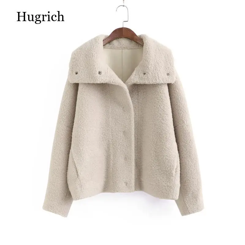

Lamb wool coat women fur coat winter 2021 hanbok women's single-breasted concealed button jacket top faux fur coat