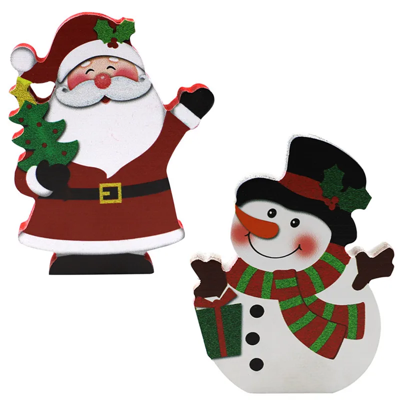 

1 Pcs Christmas Wooden Decorations Santa Snowman Ornaments Home Party Wooden Creative Crafts Desktop Decorate