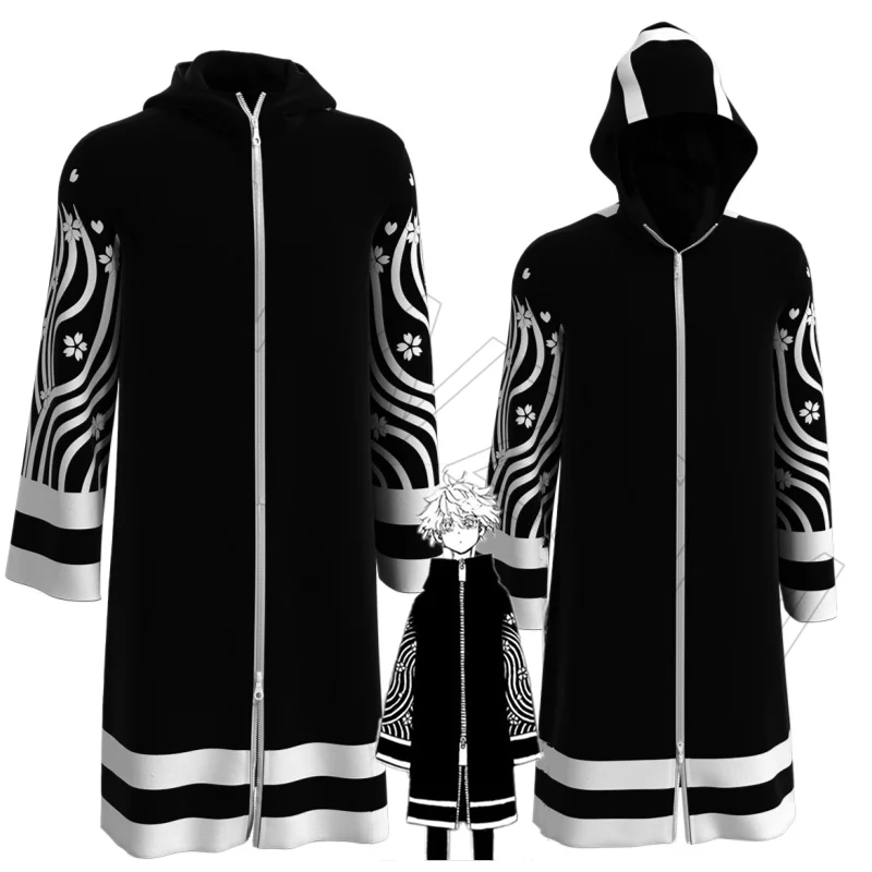 

Anime Tokyo Revengers Senju Kawaragi Cosplay Cloak Brahman Haori Kimono Costume Black Long Uniform Top Halloween Carnival Suit