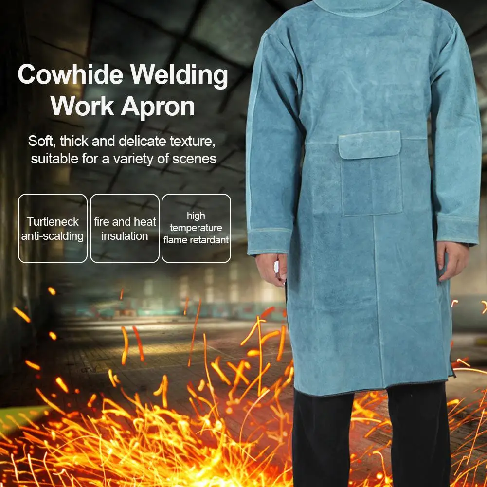 

Welding Work Apron One-piece Wear-Resistant Leather Welder Clothing Heat Insulation Flame Retardant Spark Splash Prevention