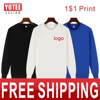 round neck sweater solid color thin top long sleeve men and women same style customized embroidery printing hoodies sweatshirts