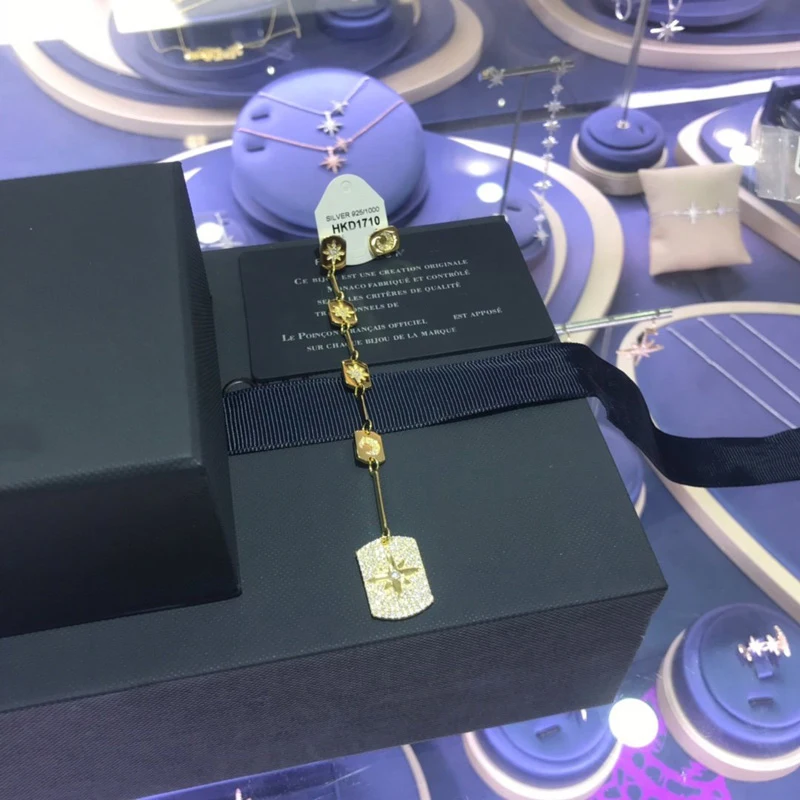 Модный шарм из стерлингового серебра копия 1:1 асимметричные падающие звезды