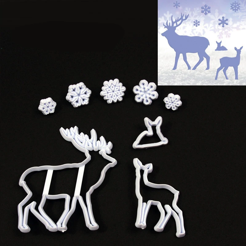 20pcs Christmas Cookie Cutter Plastic Cut Candy Biscuit Mold Cooking Tools Tree Santa Claus Snowflake Cutters Mould | Дом и сад