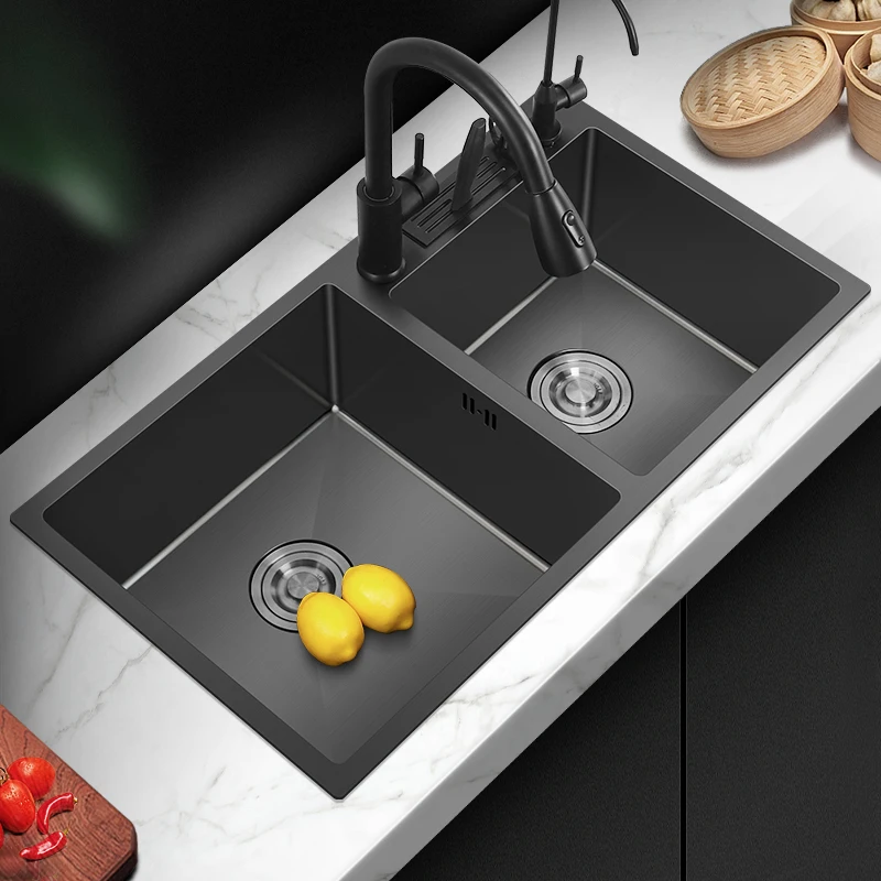 

90x50cm Black Kitchen Sink with Thawing Plate Above Counter Stainless Steel Sink Single Bowl Multifunctional Kitchen sink