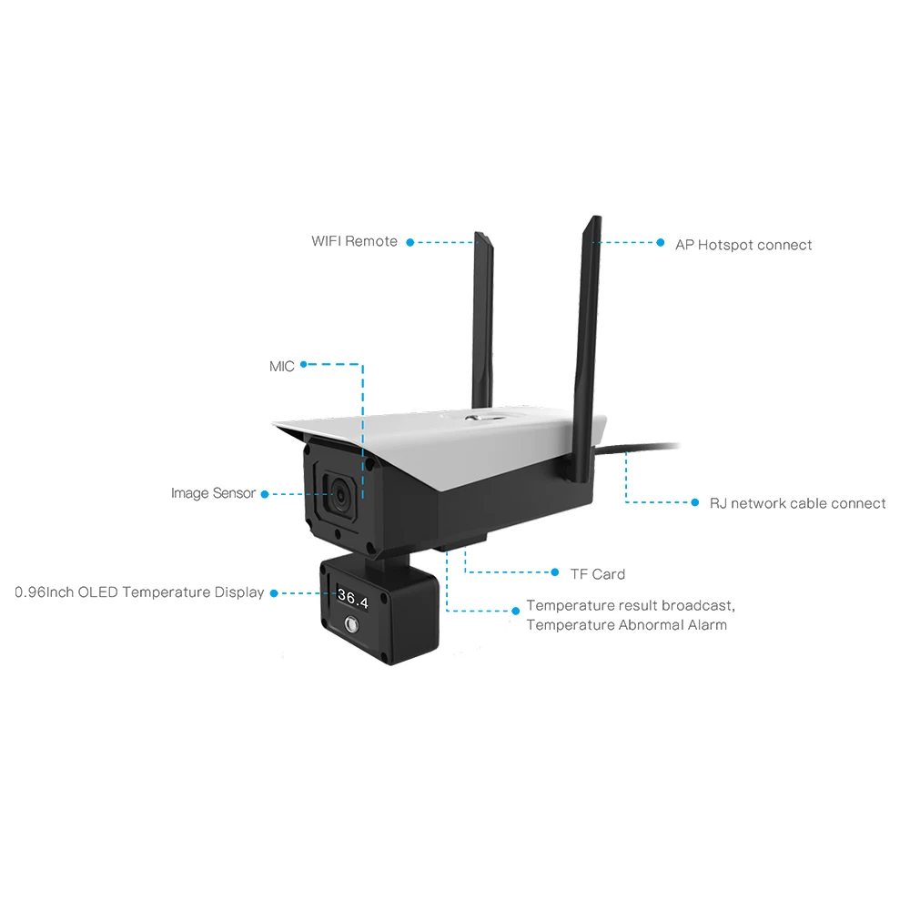 

Body Temperature Screening Smart Camera 1080p Ip Cam Thermal Security Camera Motion Detection Camera WIFI Remote Camera 128G TF